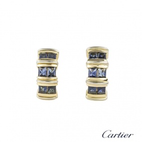Cartier 18k Yellow Gold Sapphire Earrings